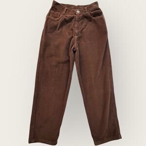 Vintage Womens Barrel Corduroy Pants Size 16 Brown Loose Fit Wide Leg Relaxed